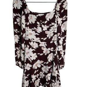 Sage The Label Women’s Small Mini Dress Long Sleeve Maroon Floral Y2K Fairy 4745
